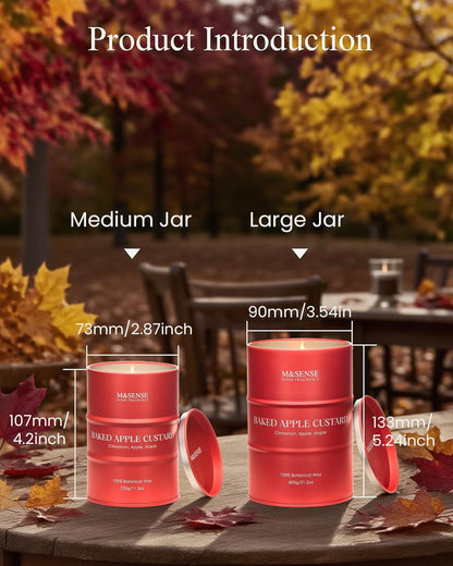 M&SENSE Baked Apple Scented Candles Large, Natural Soy Candles 21.2oz 120 Hour Slow