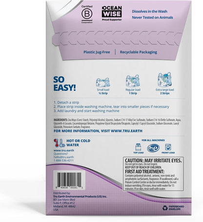 Tru Earth Platinum - Heavy Duty Laundry Detergent Sheets - Up to 64 Loads (32 Count), Lilac Breeze