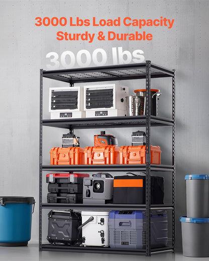 VEVOR Storage Shelves, 3000 lbs, 5 Tier Heavy Duty Garage Shelving, 24" D x 48" W x 72" H