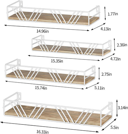 Floating Shelves for Wall Set of 4, Different Sizes Mounted Wood Floating Shelf, Wall Shelves for