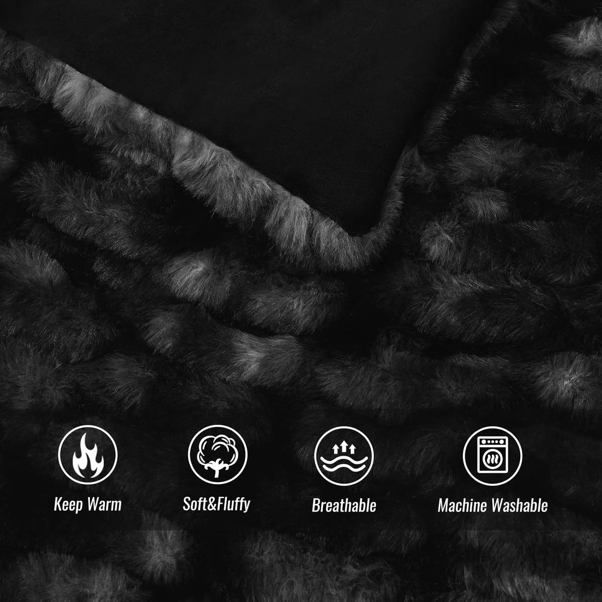 Ultra Soft Luxury Faux Fur Throw Blanket for Counch,Fuzzy Fluffy Plush Warm Cozy Elegant Wrinkled