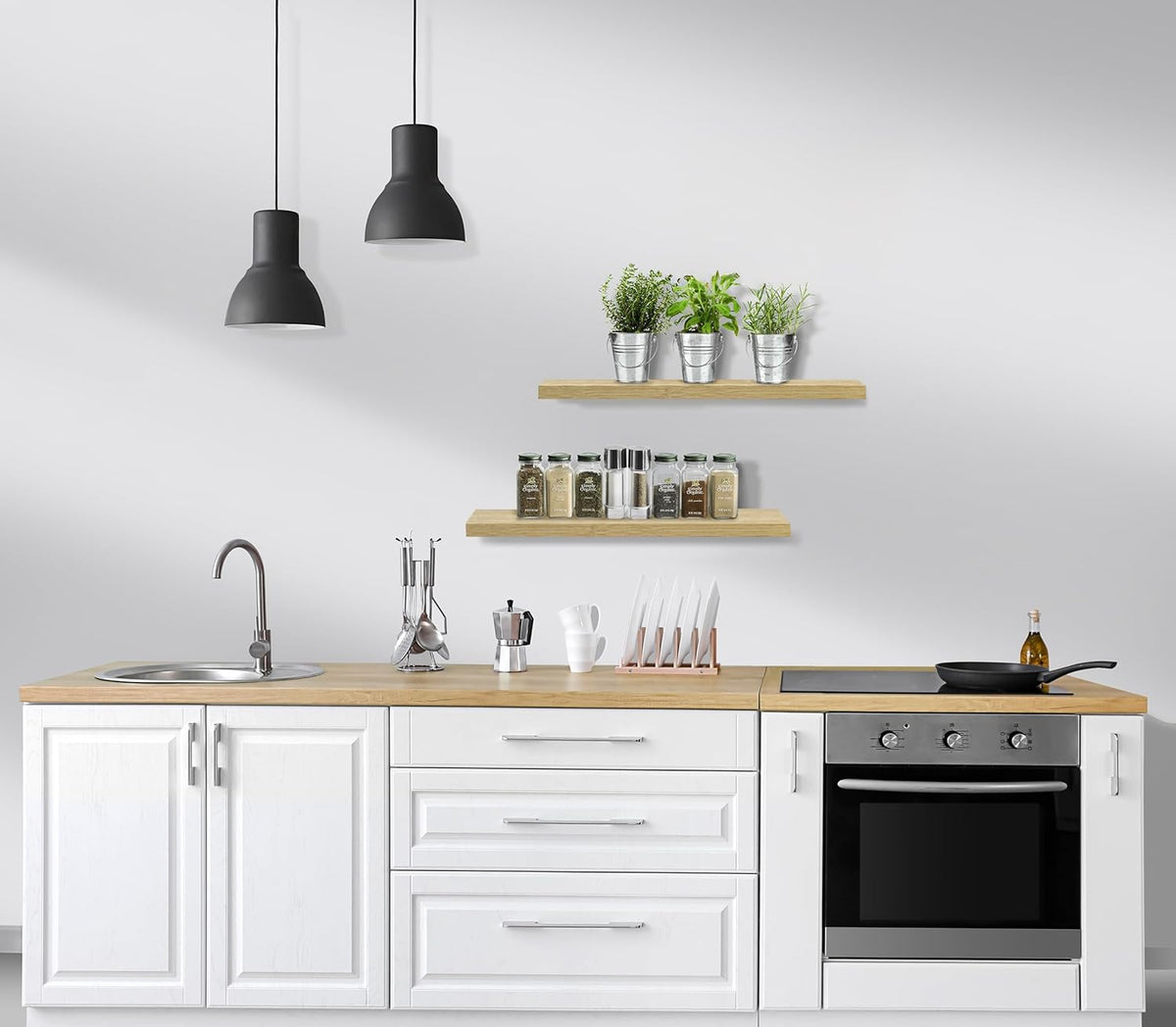Sorbus Floating Shelves for Wall - 24" Bathroom Shelves, Wall Decor for Bedroom, Kitchen, Living