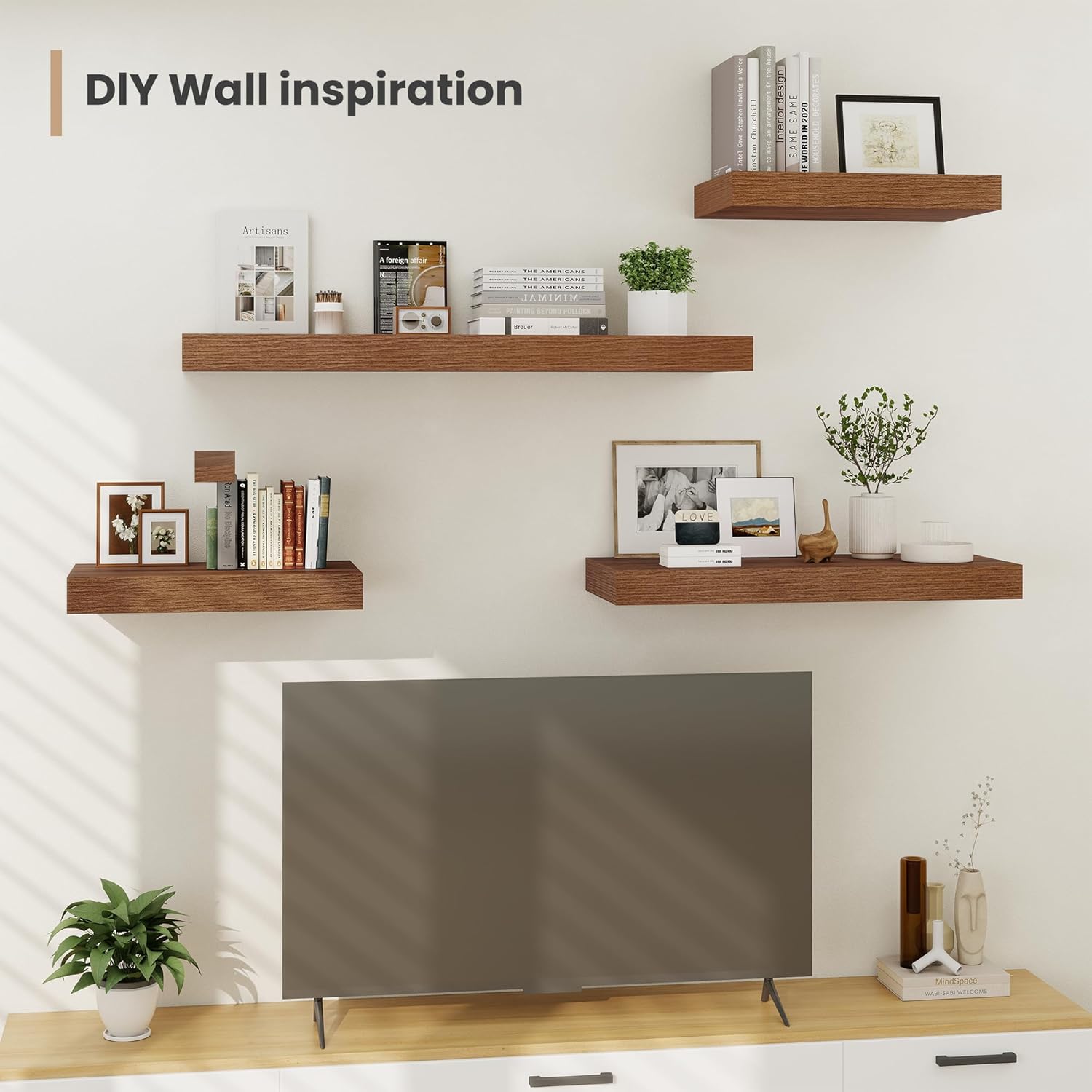 Heimlove 12" Deep Floating Shelves, 36 x 12 Inch Wall Mounted Long Floating Shelf with Invisible