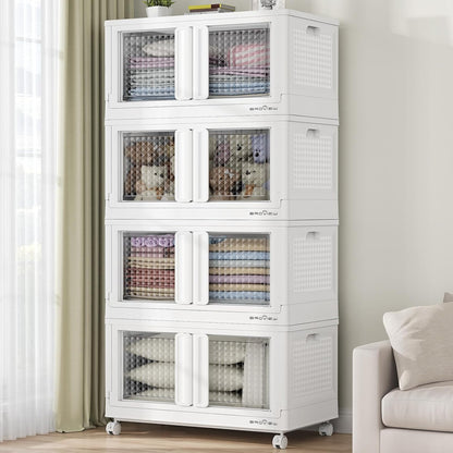 400Qt Stackable Storage Bins with Lids, 100Gal Closet Organizers and Storage Drawer, Plastic