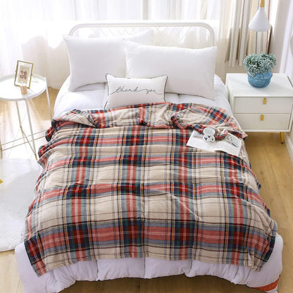 MERRYLIFE Plaid Throw Blanket for Couch | Soft Decorative Ultra-Plush Colorful| Throw Size Travel