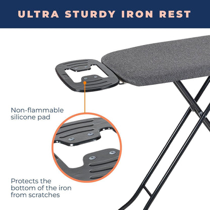 Ironing Board with Iron Rest, Iron Board with 3 Layers Extra Thick Cover, Compact and Space Saver