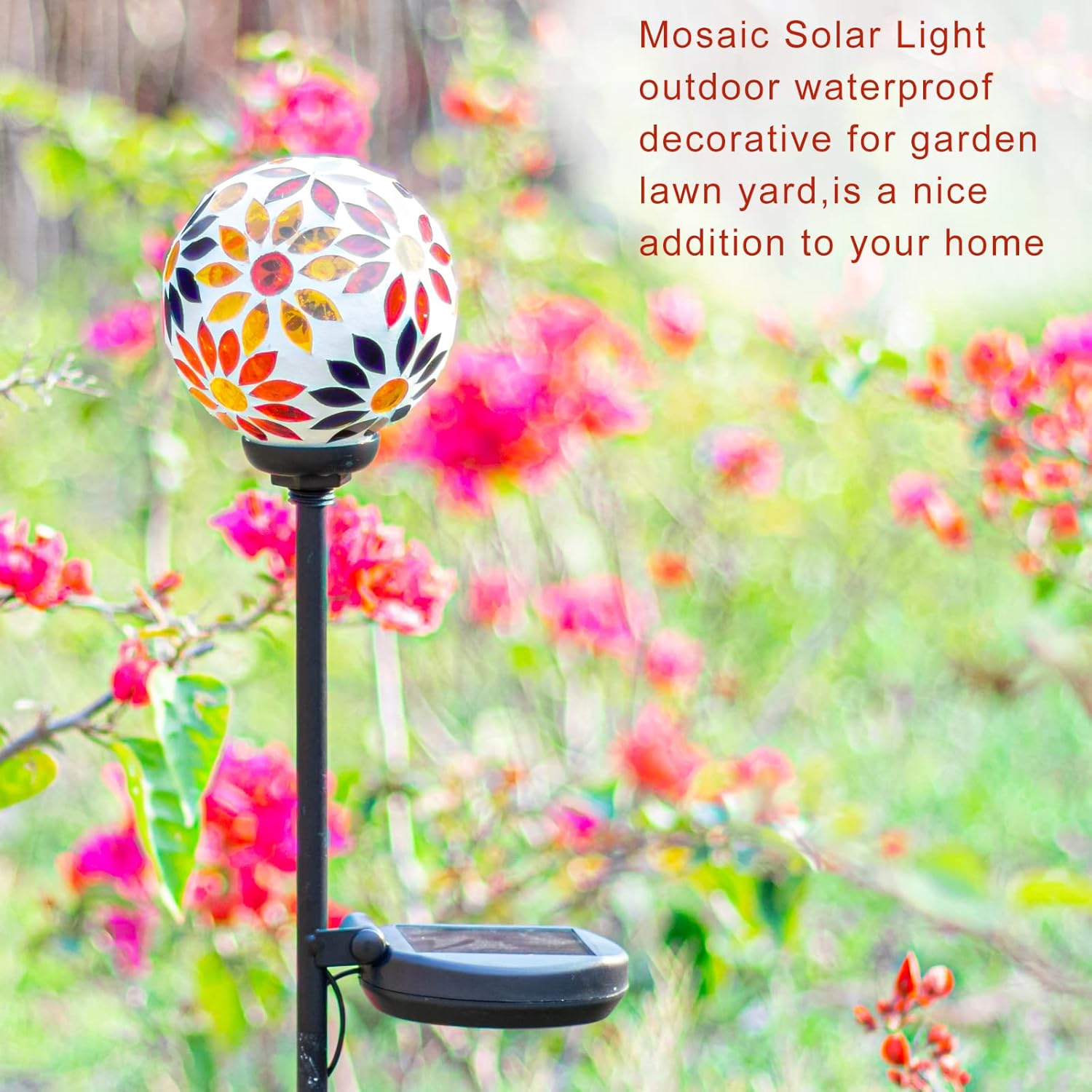VCUTEKA Solar Garden Lights, Mosaic Solar Lights Outdoor Decor Pathway Light Waterpoof LED Stake