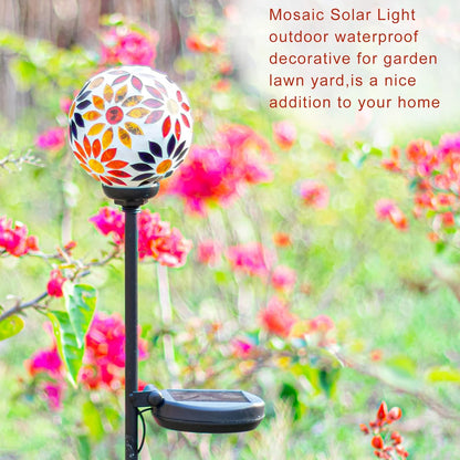VCUTEKA Solar Garden Lights, Mosaic Solar Lights Outdoor Decor Pathway Light Waterpoof LED Stake