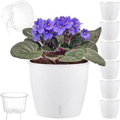 Self Watering Pots for Indoor Plants, 6-Pack 6.7'' Self Watering Planter with Drainage Holes, Small