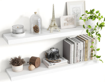 36 Inch Floating Shelves, 8 Inch Deep Floating Shelves for Wall, Hanging Shelf with Invisible