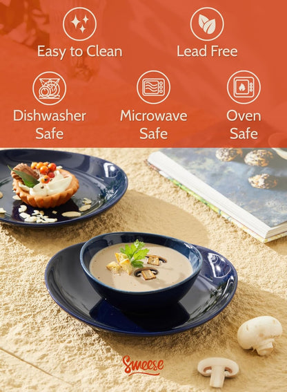 Sweese Porcelain Bowls Set - 5 Inch, 10 oz, Assorted Colors, Set of 6, Microwave Dishwasher Safe