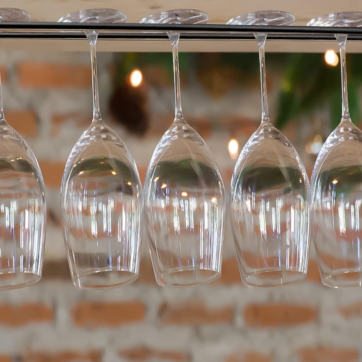 Enenes Heavy Duty Metal Stemware Rack 2 Pack, 10.3 Inch Under Cabinet Hanging Wine Glass Holder for
