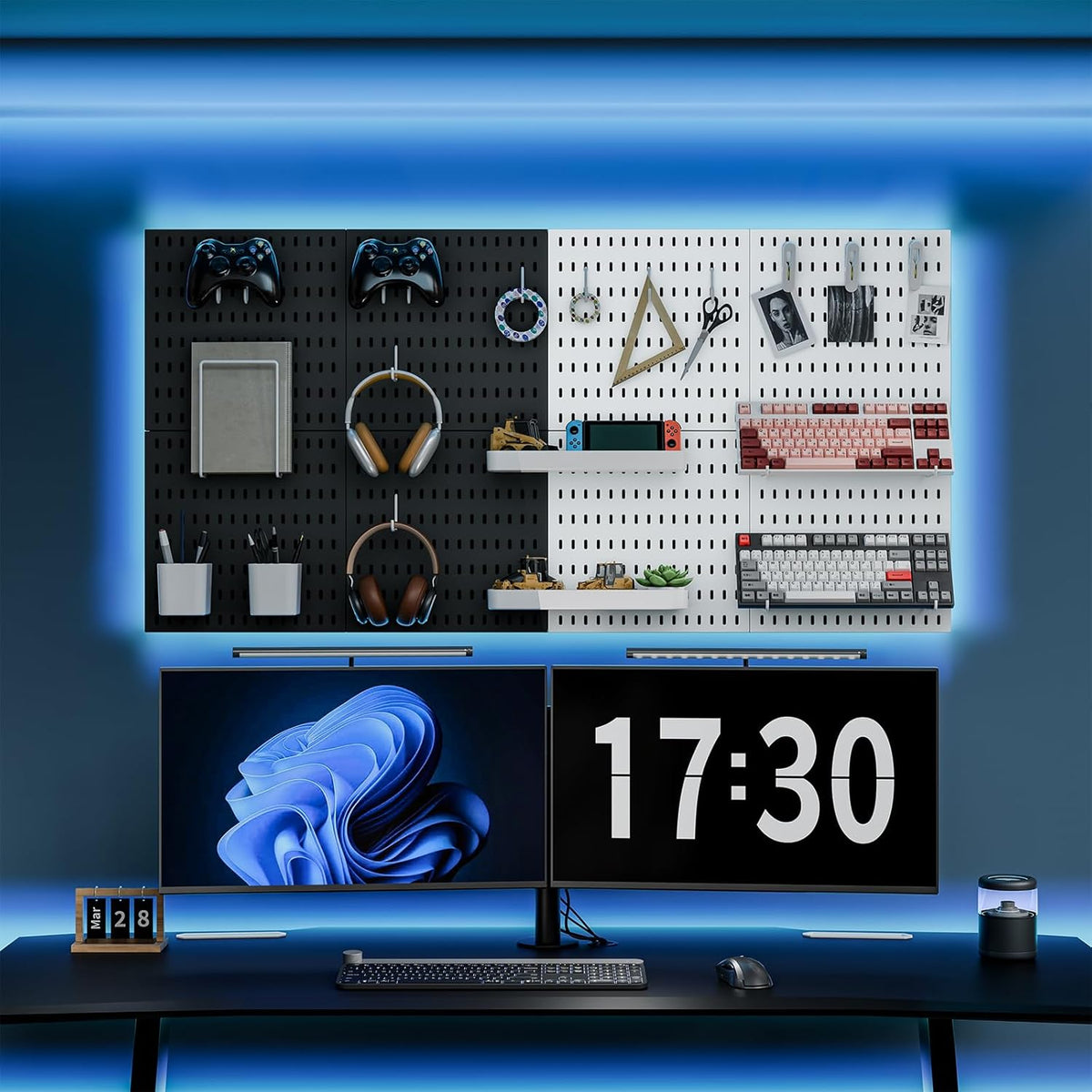 Pegboard Combination Kit, 25.2" x 25.2" Wall Mounted Storage Set with 4 Pegboards & 20 Accessories