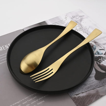 Luxury 18/10 Stainless Steel Matte Champagne gold Flatware Set - Silverware Cutlery Utensil Set