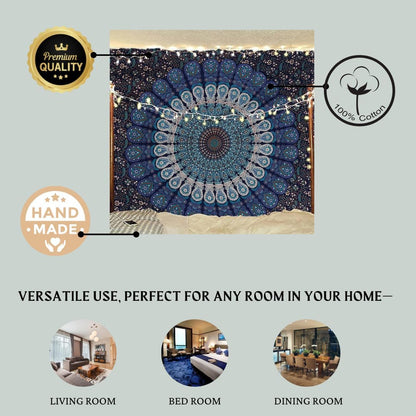 Bless International Handmade Indian hippie Bohemian Psychedelic Peacock Mandala Wall hanging
