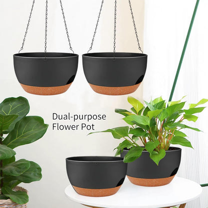 2 Pack Hanging Planters for Indoor Outdoor Plants, 12 Inch Self Watering Hanging Pot with Drainage