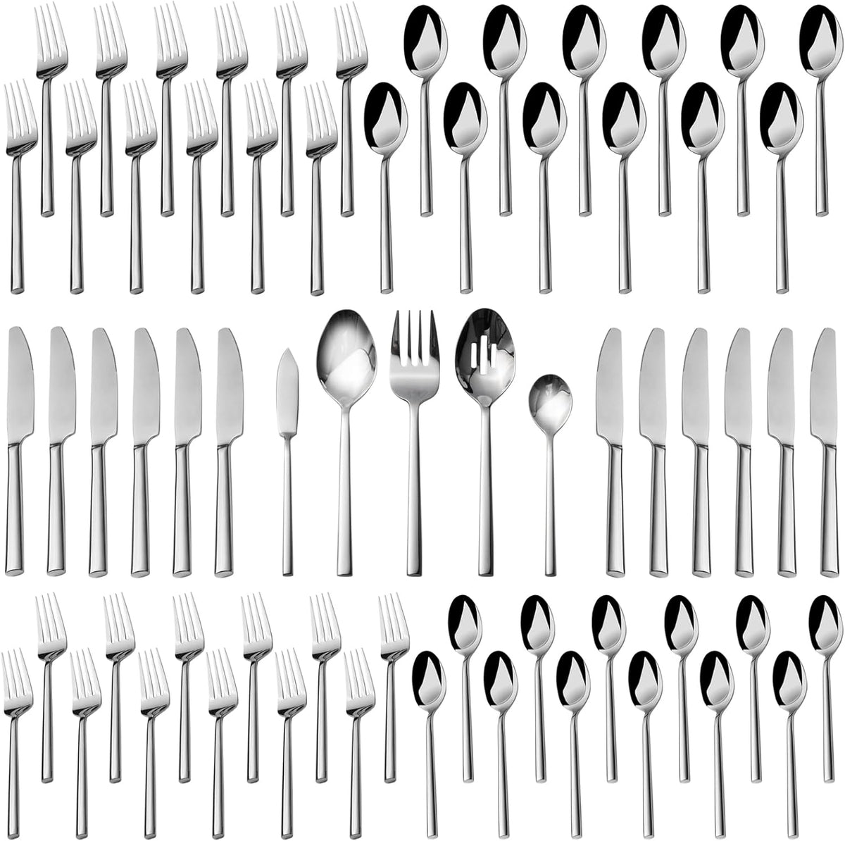 Alata Potter 65-Piece Forged Silverware Set, Service for 12 ??Premium Stainless Steel Flatware Set