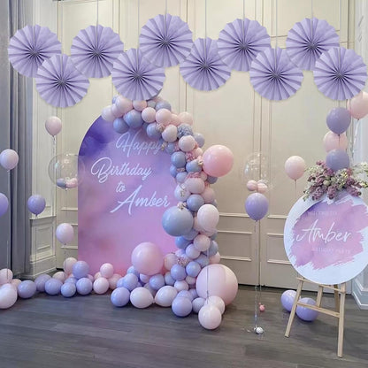 Purple Birthday Decorations,DIY Purple Paper Fans Hanging Decoration ,Party Decorations for Adults