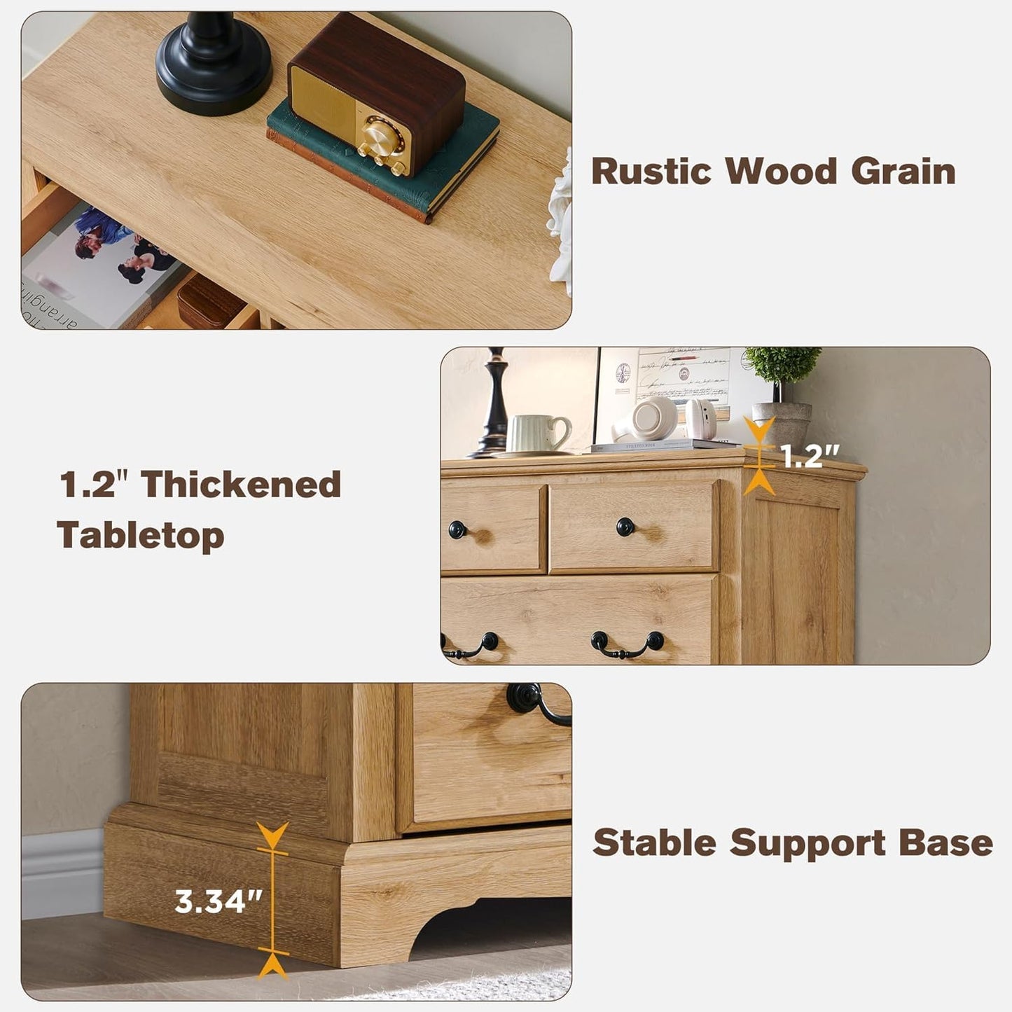 T4TREAM 7 Drawers Dresser Chests for Bedroom, Wood Vintage Chests of Drawers, Rustic Dressers Chset