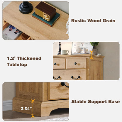 T4TREAM 7 Drawers Dresser Chests for Bedroom, Wood Vintage Chests of Drawers, Rustic Dressers Chset