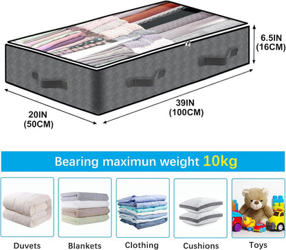 6 Pack Under Bed Storage Containers, 90L Collapsible Closet Organizers and Storage Bins, Underbed