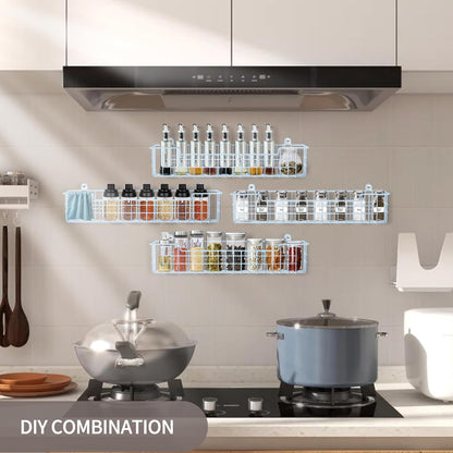 Spice Rack, 4-Pack Seasoning Organizer Wall Mount for Kitchen Storage Organization, Metal Spice