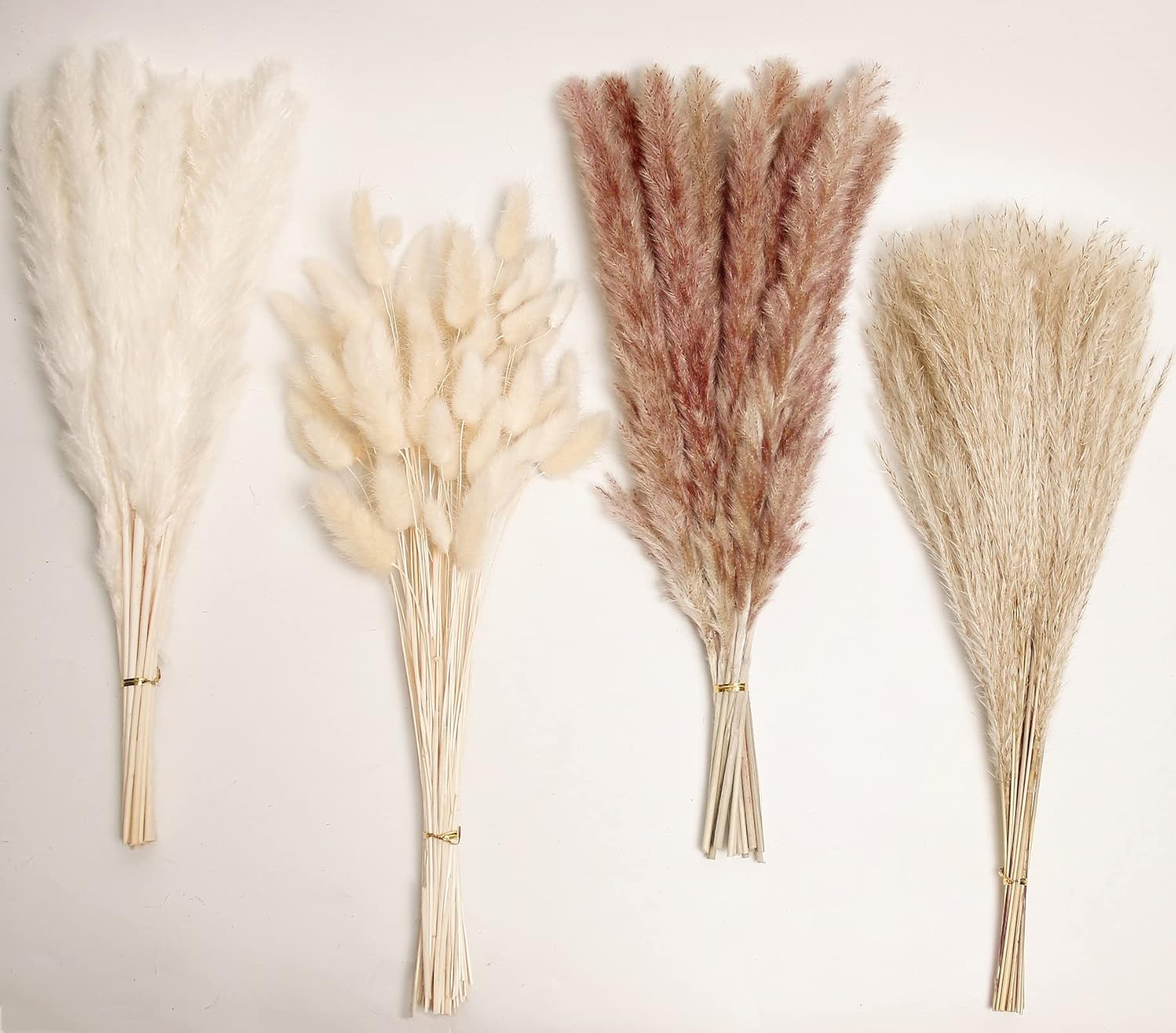 Natural Dried Pampas Grass Decor, 100 PCS Pampas Grass Contains White Bunny Tails Dried Flowers