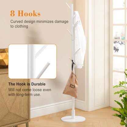 VECELO Coat Rack Freestanding, Entryway Hanger Stand, Umbrella Holder, Hall Tree With Hooks, Floor