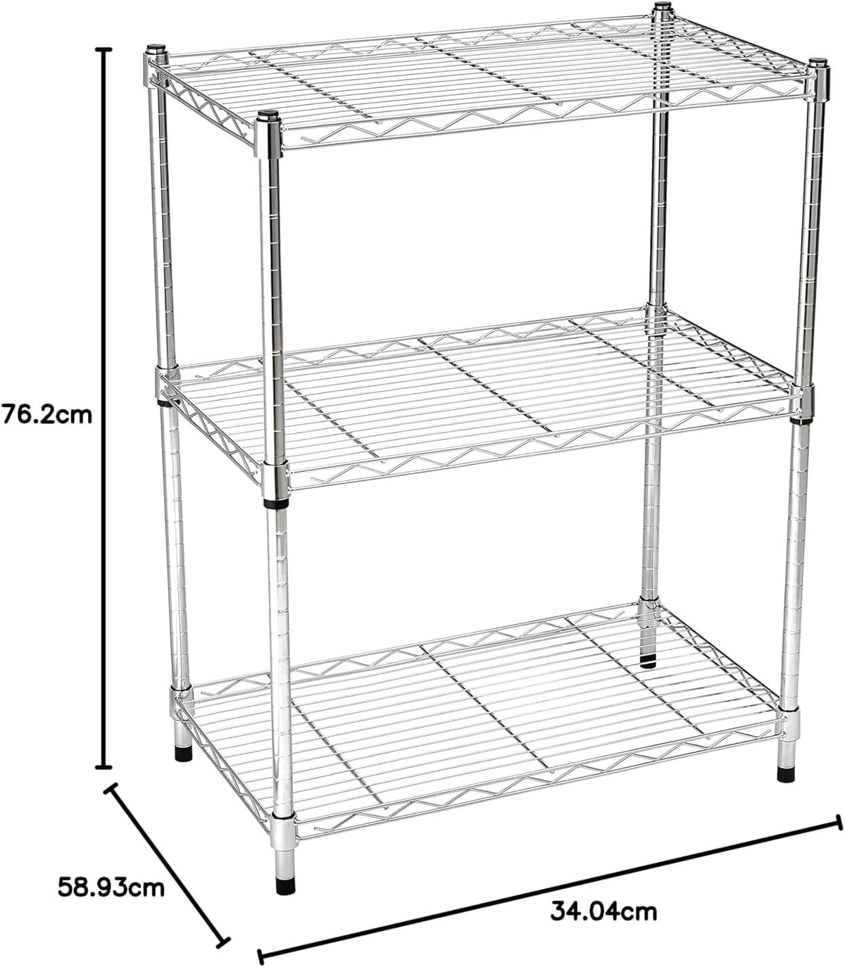 Amazon Basics 3-Shelf Adjustable Heavy Duty Steel Wire Rack Storage Shelving Organizer for Kitchen