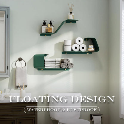Floating Shelves, Wall Shelf, Set of 3 Wall Mounted Metal Shelves with Unique Design for Wall