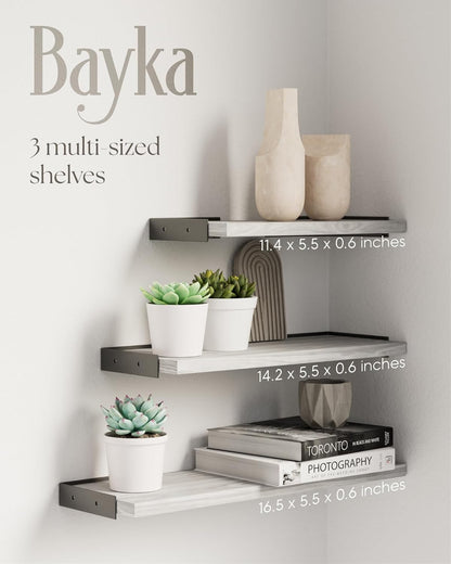BAYKA Wall Shelves for Bedroom Decor, Floating Wall Shelves for Living Room Kitchen Storage, Wall