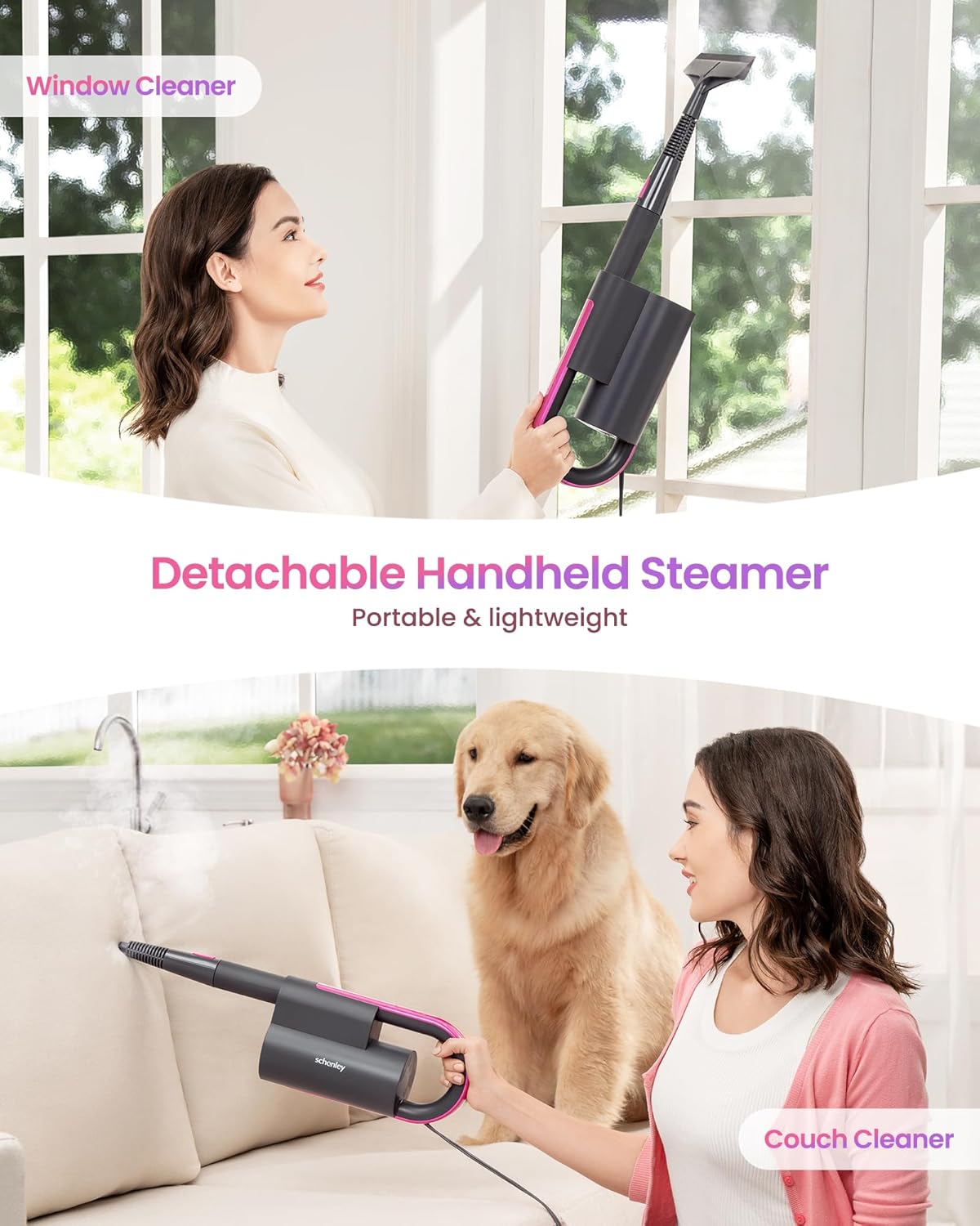 Schenley Steam Mop Cleaner with Detachable Handheld Steamer for Cleaning Hardwood, Laminate Floor