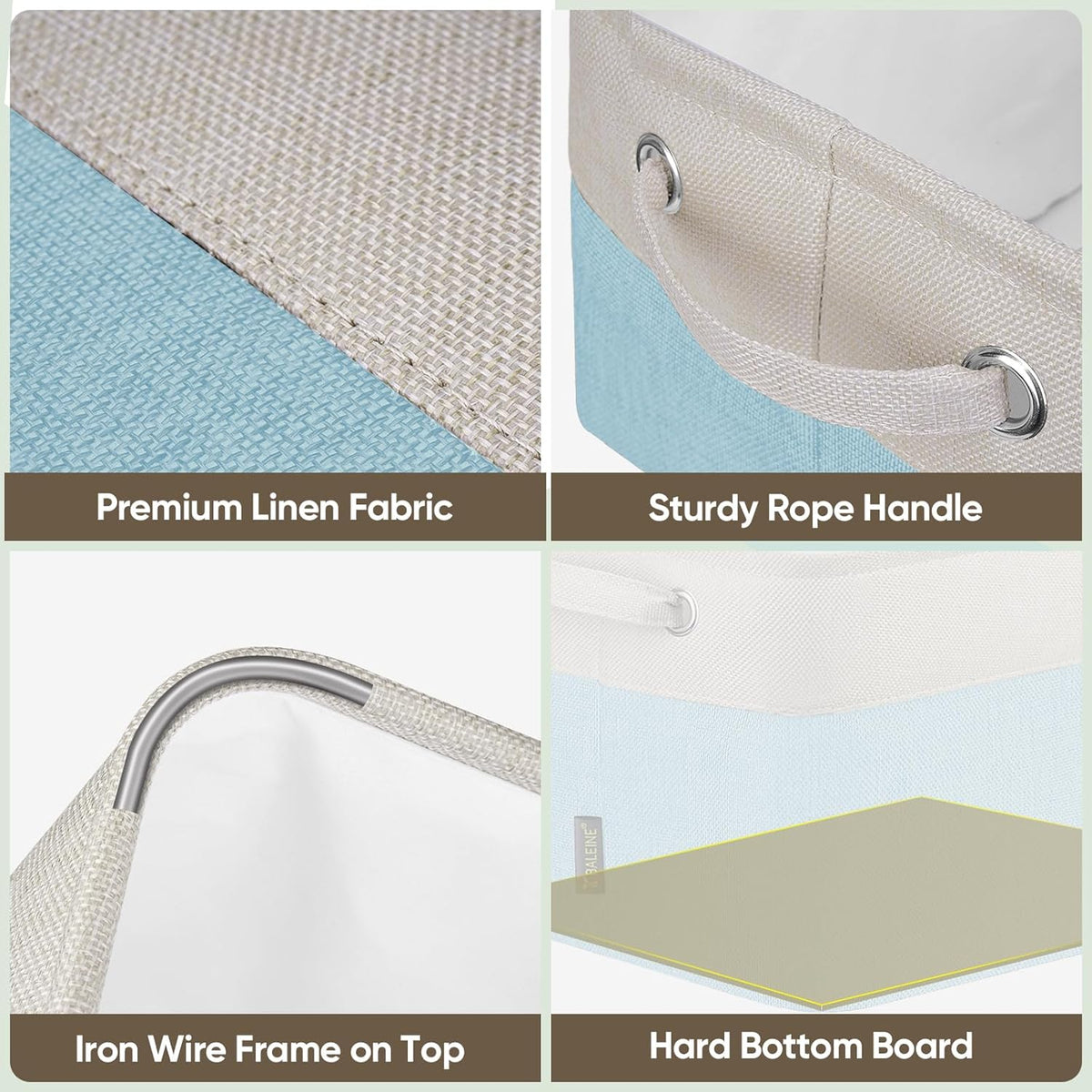 BALEINE 1 Pack Fabric Storage Bins for Shelves, Linen Storage Baskets for Organizing, Decorative