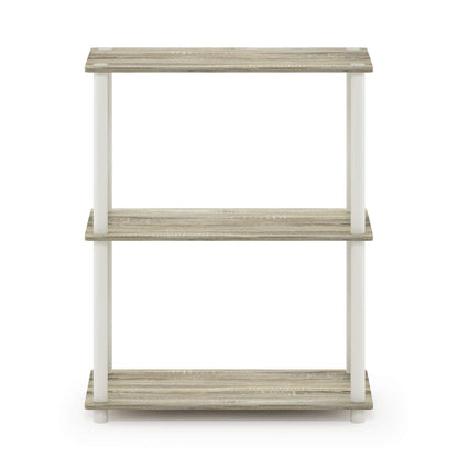 Furinno TURN-N-TUBE Storage Shelves, 3-Tier Book Shelf, Corner Shelf, Toolless Open Shelves, for