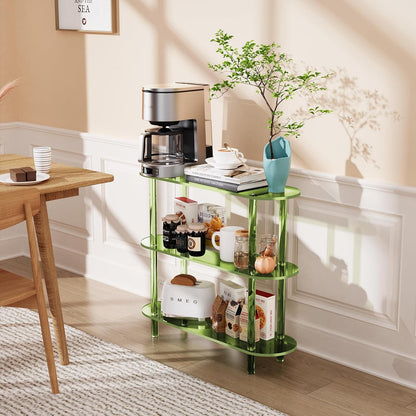 Clear Bookshelf, Acrylic Bookcase with Open Book Shelf Console Table for Entryway Office (3 Tier
