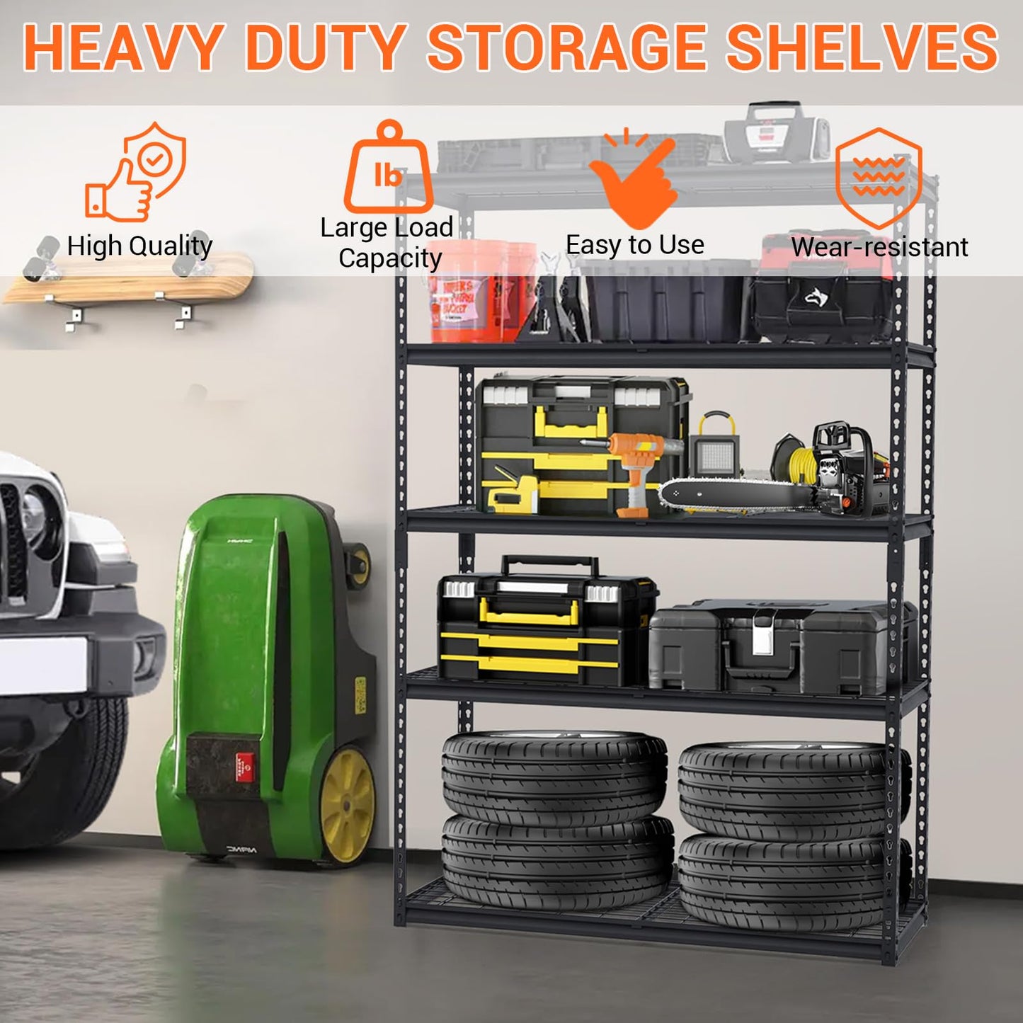 Towallmark Heavy Duty Storage Shelves 48 * 18in, 5 Tier Garage Storage Shelving, Adjustable Metal