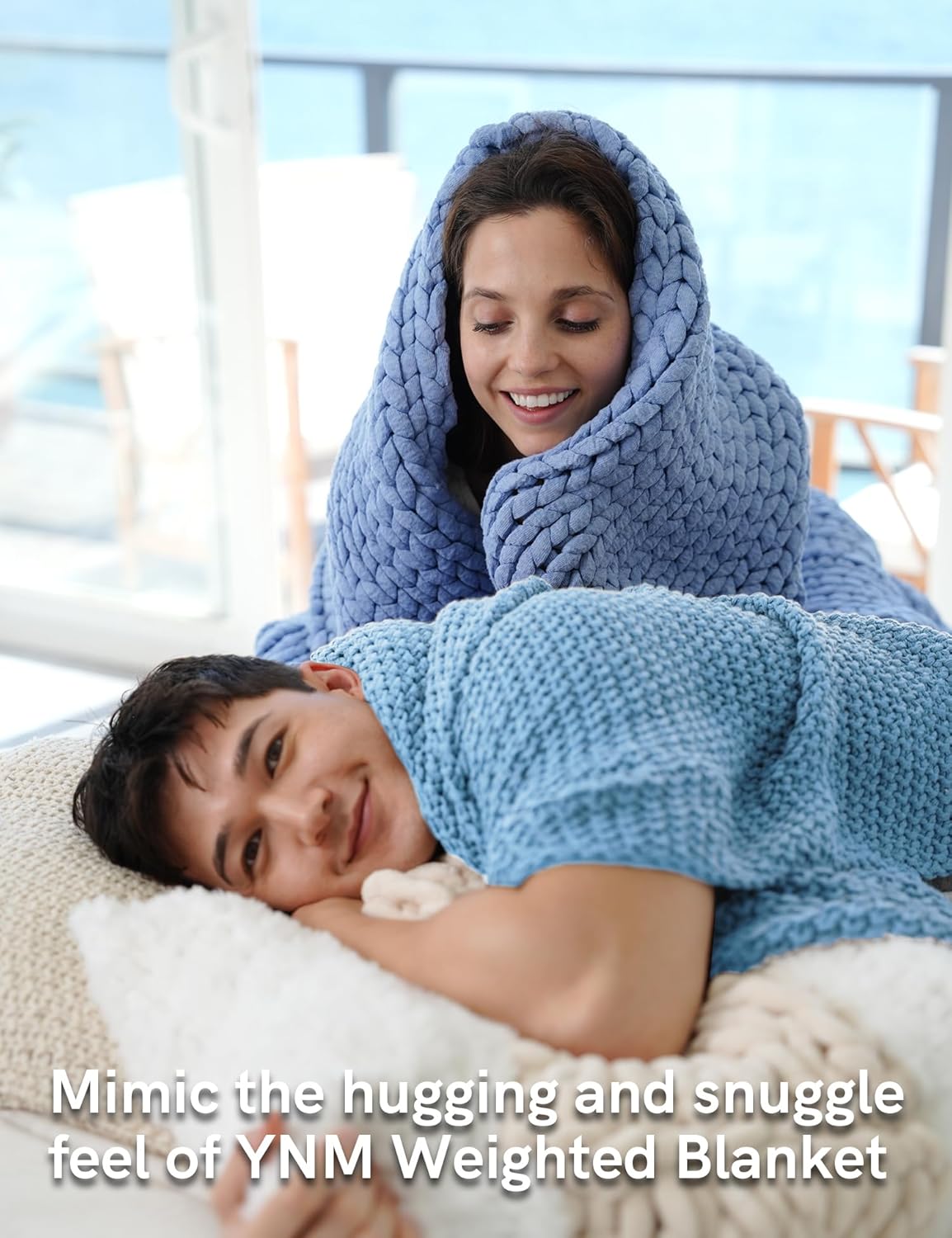 YnM Chunky Cotton Knit Throw Blanket, Cable Knit Throws for Bed Couch Sofa, Comfy & Relaxing