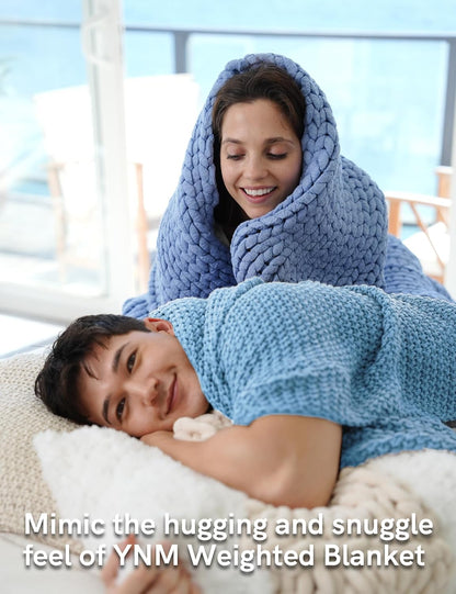 YnM Chunky Cotton Knit Throw Blanket, Cable Knit Throws for Bed Couch Sofa, Comfy & Relaxing