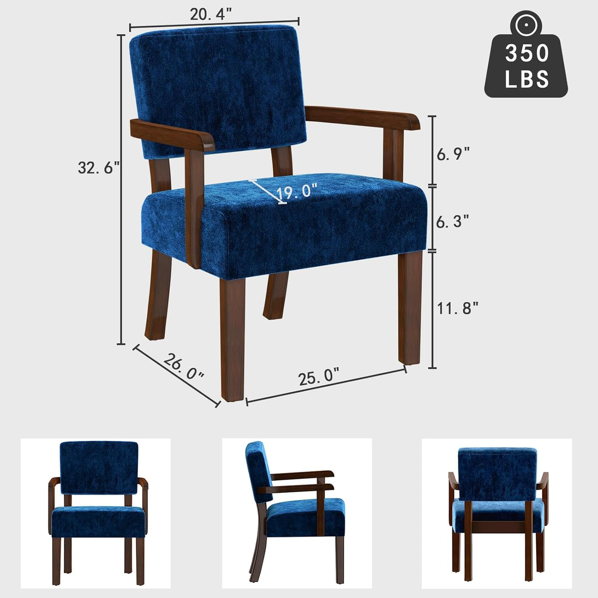 Accent Chair, Living Room Chairs Oversize with Soft Seat and Armrests for Dinning, Bedroom