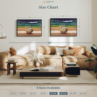 ElephantStock Baseball In Stadium Wall Art - Horizontal Framed Canvas - 1-Piece Living Room Wall