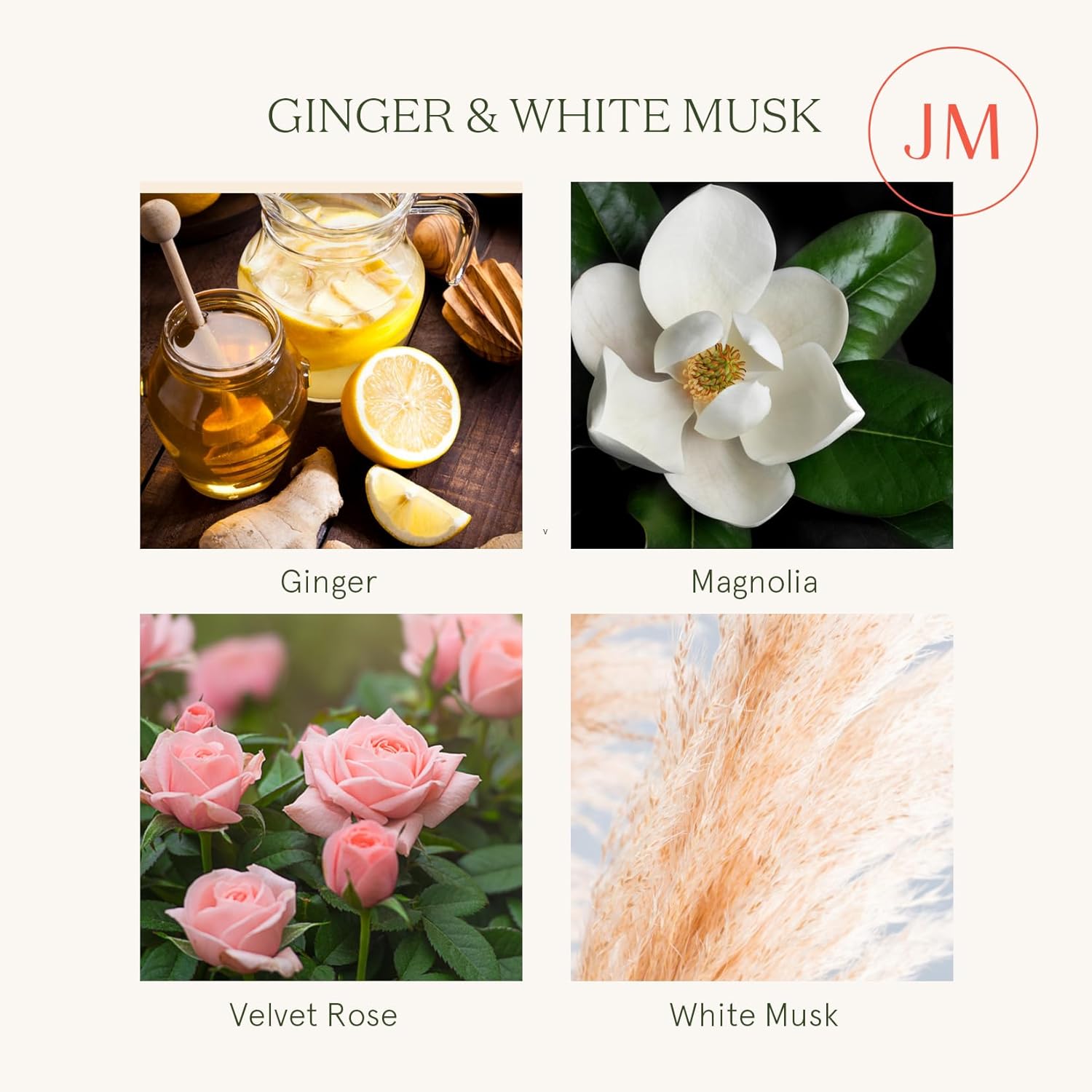 LA JOLIE MUSE Fall Candle | Ginger & White Musk Candle – Ginger, Lemongrass & Musk | 19 oz Wooden