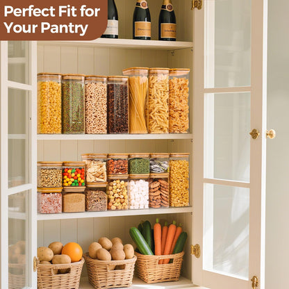 ComSaf Glass Storage Containers with Lids, 1.2 Qt Glass Jars with Lids, Clear Food Storage Jar