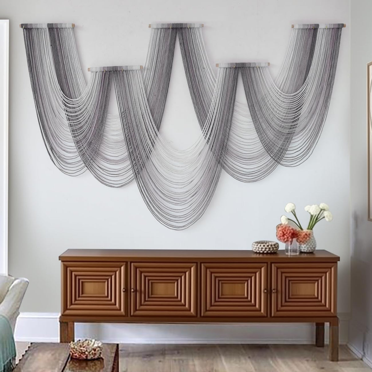 IOWER Large Macrame Wall Hanging Boho Wall Art Handmade Home Decor Dip-Dyed Macrame Wall Decor Wall