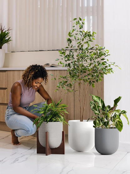 LE TAUCI 12 Inch Pots for Plants, Ceramic Large Planters for Indoor Plants, Indoor Plant Pots for