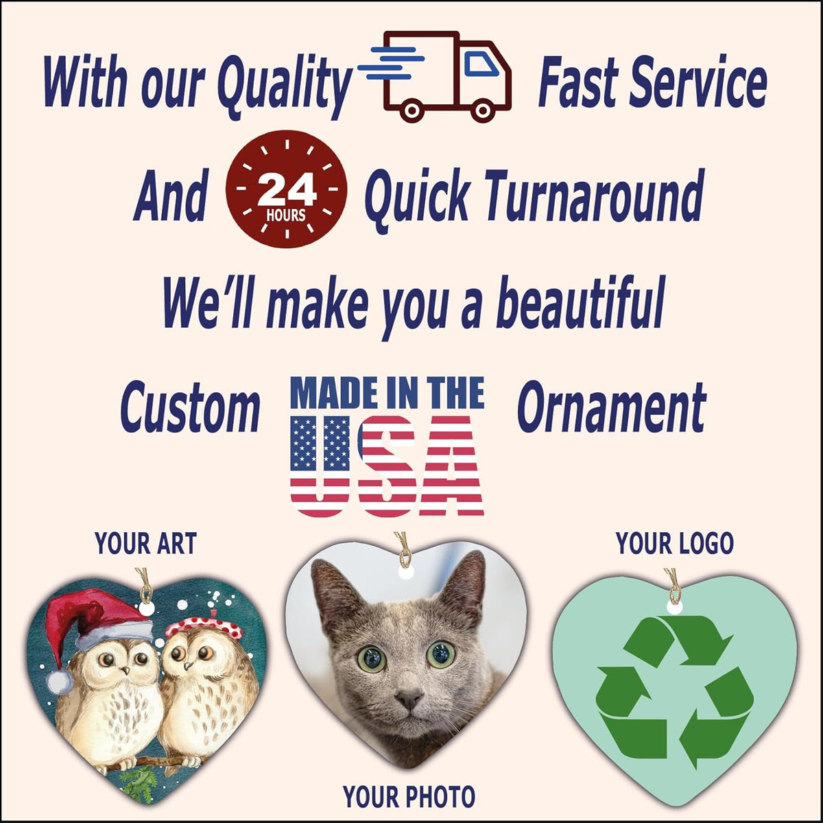 Personalized Ornament, Add Photo Text or Art Design and Make Your own Customized Porcelain Ceramic