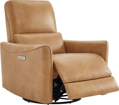 CHITA Power Recliner Chair Swivel Glider, FSC Certified Upholstered Faux Leather Living Room