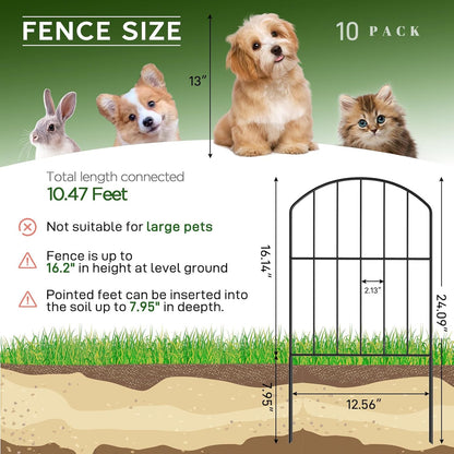 Goovilla Garden Fence, Total 10ft(L) x 24in(H) Garden Fencing Animal Barrier, 10 Pcs Rustproof