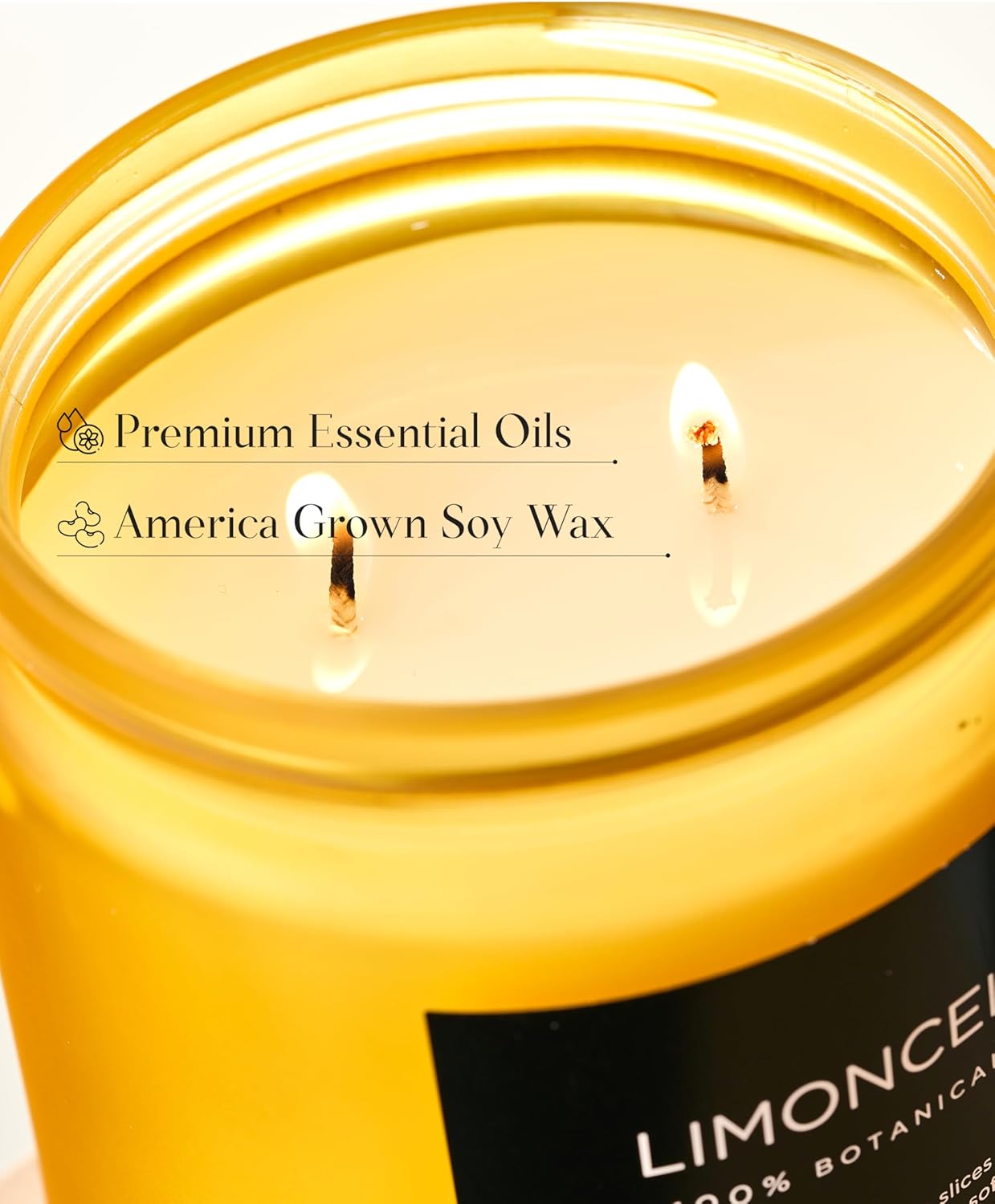 M&SENSE Limocello Scented Candle - 11.6oz Natural Soy Wax Non Toxic 70-Hour Slow Burning 2-Wick