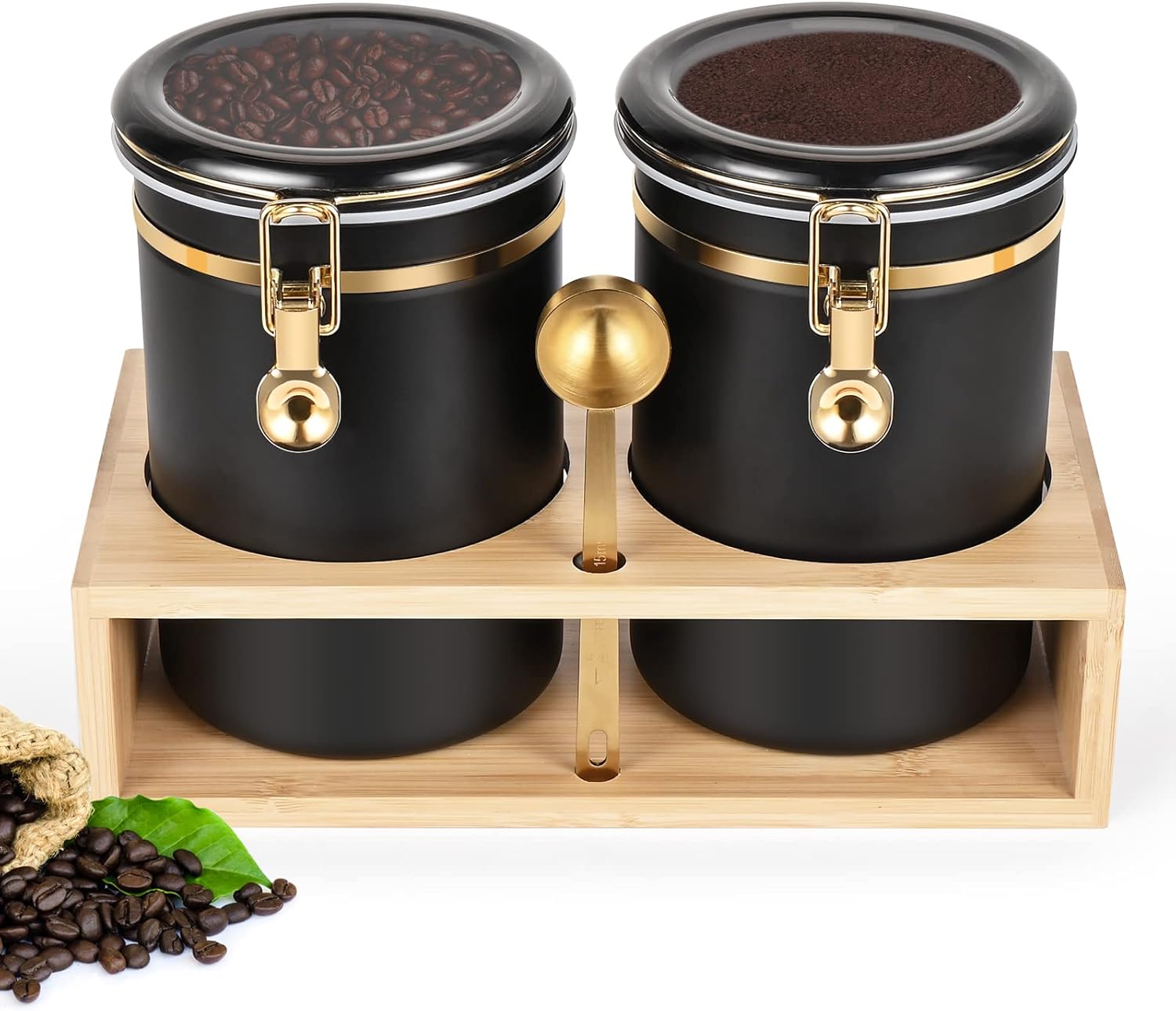 Yangbaga 304 Stainless Steel Coffee Canisters for Ground Coffee,2 x 63OZ Coffee Container with