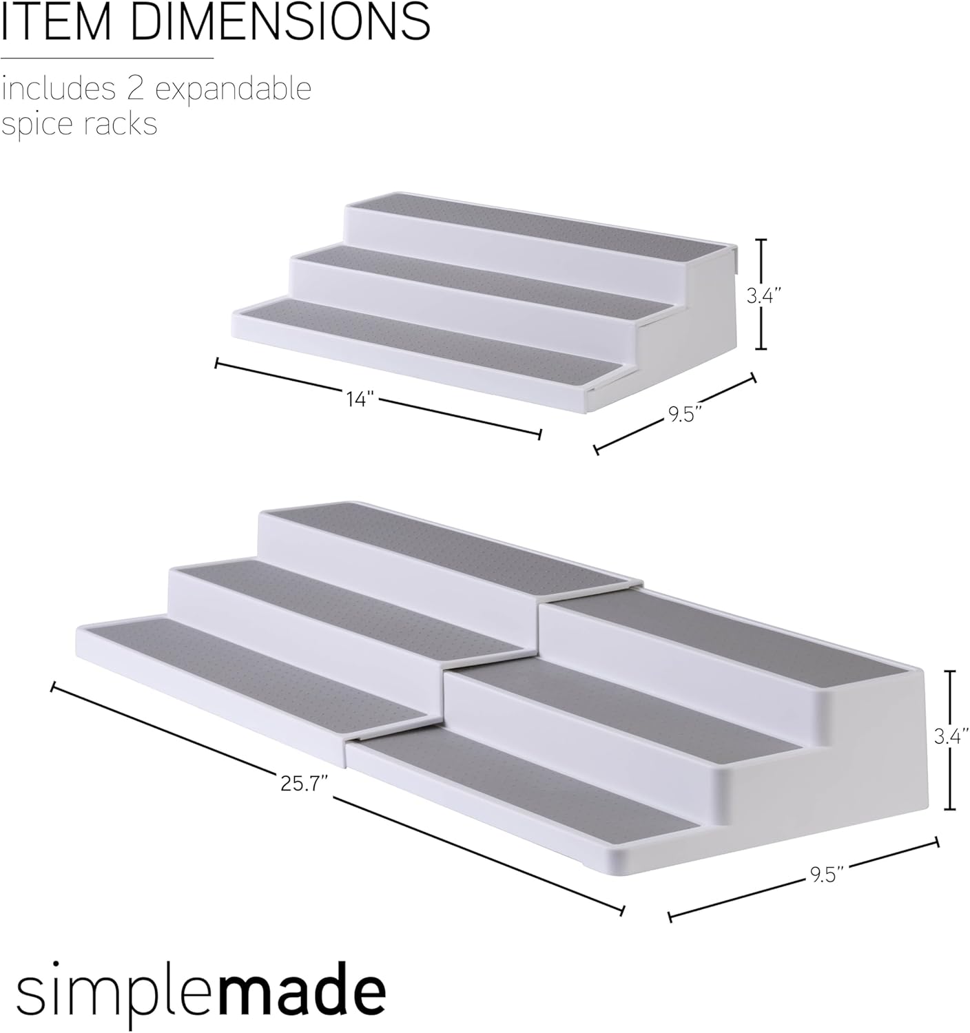 SIMPLEMADE 3-Tier Spice Rack Organizer - Versatile Storage Shelf for Kitchen, Bathroom, Bedroom &